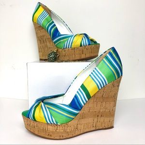 Nine West Green and Blue Chill Pill Wedges